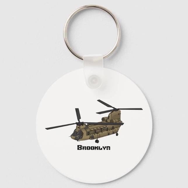 Chinook military helicopter illustration keychain (Front)