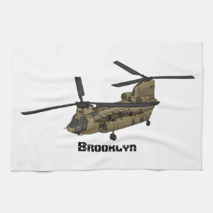 Chinook military helicopter illustration kitchen towel