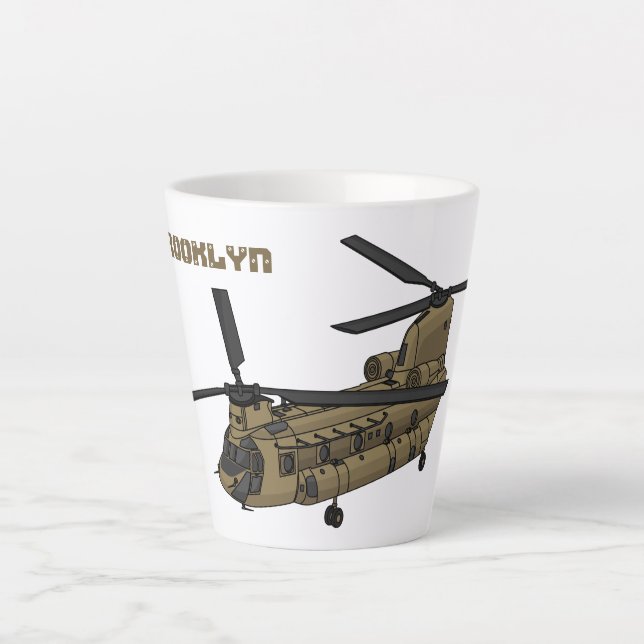 Chinook military helicopter illustration  latte mug (Front)