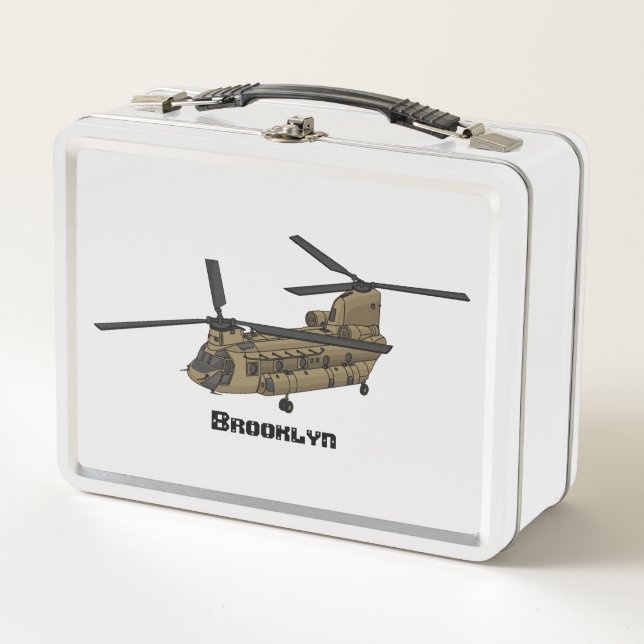 Chinook military helicopter illustration metal lunch box (Front)