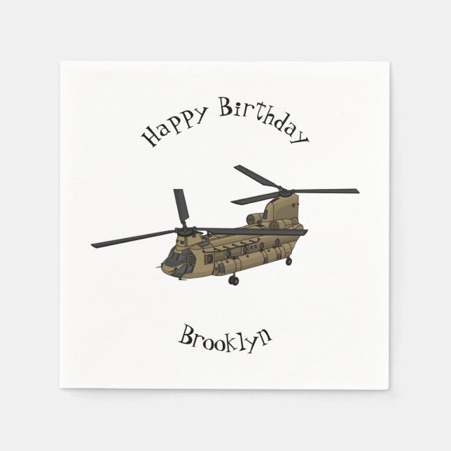 Chinook military helicopter illustration napkin (Front)