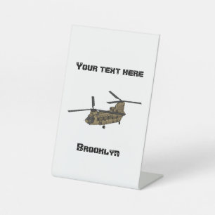 Chinook military helicopter illustration pedestal sign