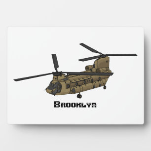 Chinook military helicopter illustration plaque
