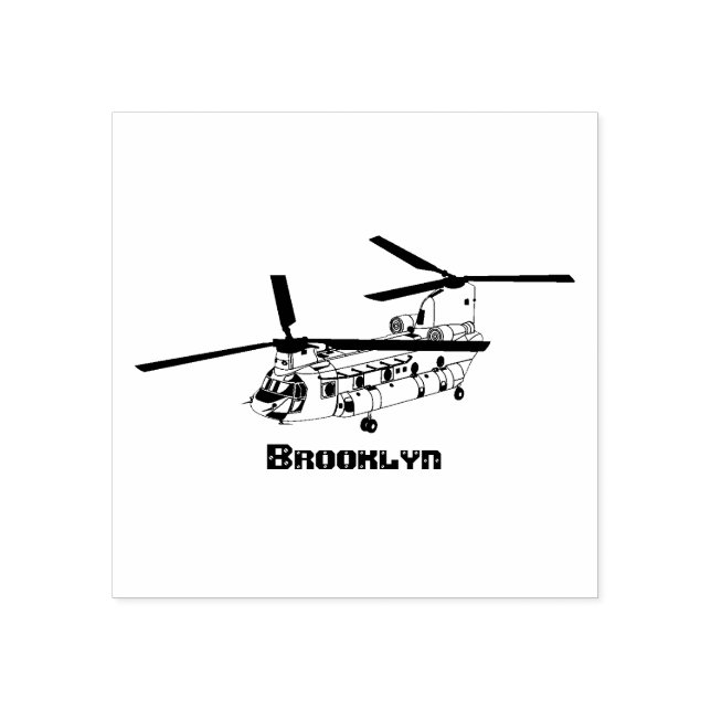 Chinook military helicopter illustration rubber stamp (Imprint)