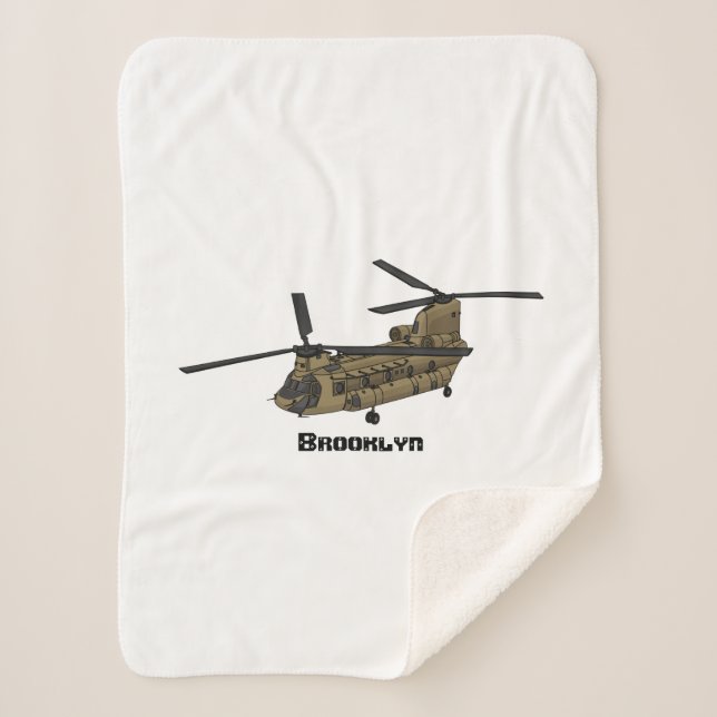 Chinook military helicopter illustration  sherpa blanket (Front)