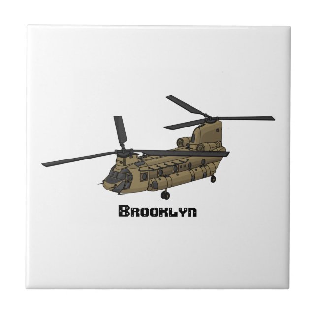 Chinook military helicopter illustration tile (Front)
