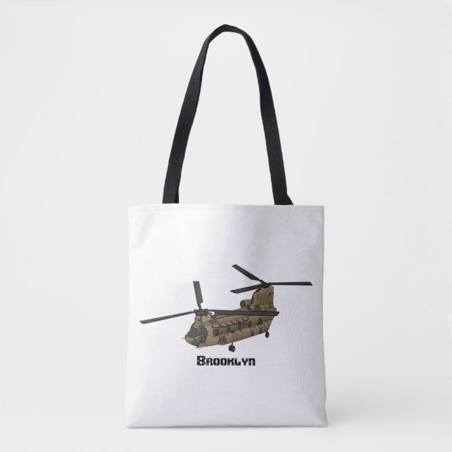 Chinook military helicopter illustration tote bag (Front)
