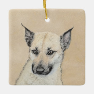 Chinook (Pointed Ears) Painting - Original Dog Art Ceramic Ornament