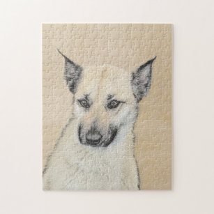 Chinook (Pointed Ears) Painting - Original Dog Art Jigsaw Puzzle