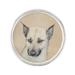 Chinook (Pointed Ears) Painting - Original Dog Art Lapel Pin