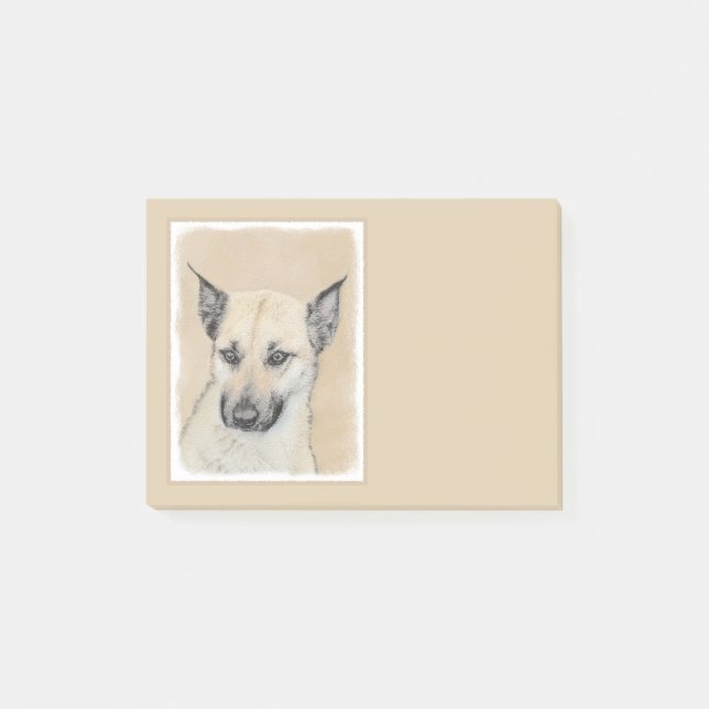 Chinook (Pointed Ears) Painting - Original Dog Art Post-it Notes (Front)