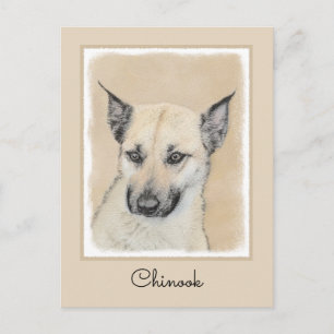 Chinook (Pointed Ears) Painting - Original Dog Art Postcard
