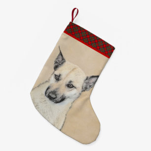 Chinook (Pointed Ears) Painting - Original Dog Art Small Christmas Stocking