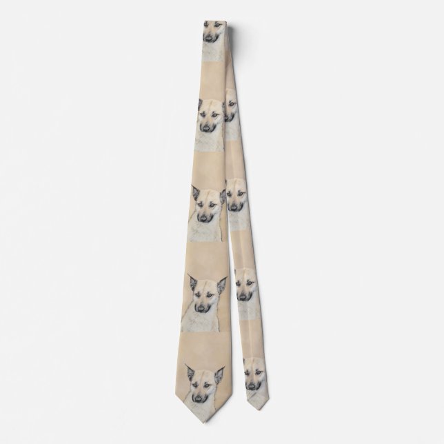 Chinook (Pointed Ears) Painting - Original Dog Art Tie (Front)