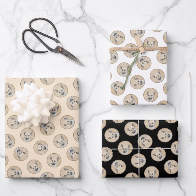 Chinook Puppy Pointed Ears Painting Pet Dog Art Wrapping Paper Sheet (Front)