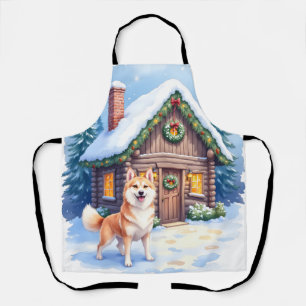 Chinook Rustic Log Cabin Christmas Art Apron