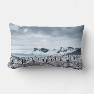 Chinstrap Penguin Colony Landscape Lumbar Pillow