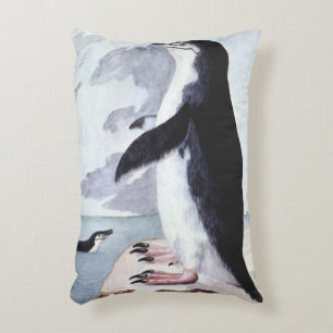 Chinstrap Penguin, Vintage Birds from Antarctica Accent Pillow