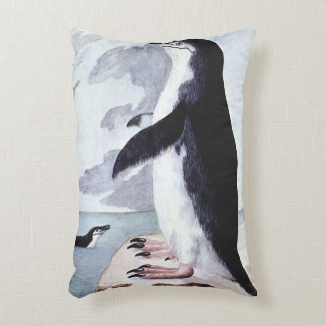 Chinstrap Penguin, Vintage Birds from Antarctica Accent Pillow (Front(Vertical))