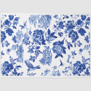 Chintz Chinoiserie Flow Blue Decoupage paper. Tissue Paper