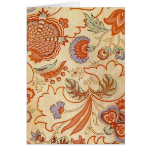 Chintz Floral Antique Terracotta Français Vintage