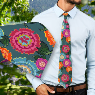 Chintz Meadow Floral Art Pattern Tie