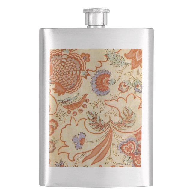 Chintz Paisley Antique Floral Pattern Hip Flask (Front)
