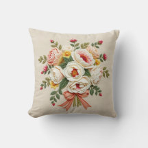 Chintz Rose Garden Bouquet Throw Pillow