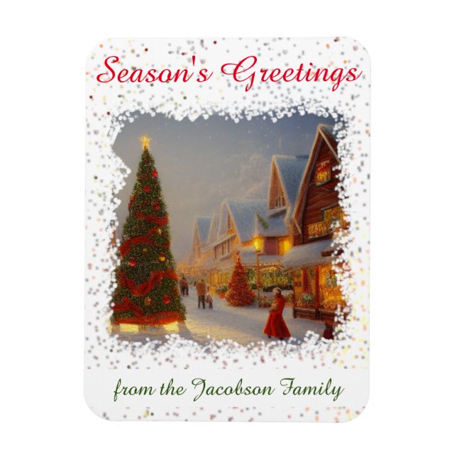 Chintzy Christmas Tree Village Seasonal Greetings Magnet (Vertical)