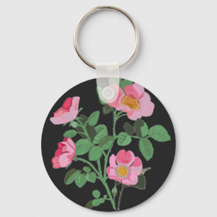 Chintzy Pink Wild Rose Keychain
