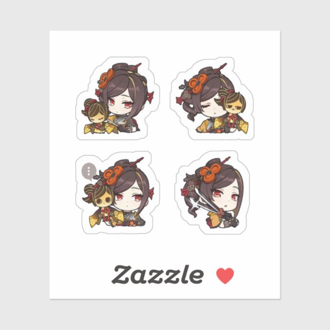 Chiori Genshin Impact 4 Pack Sticker Sheet (Sheet)
