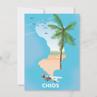 Chios Greece illustrated map. Invitation