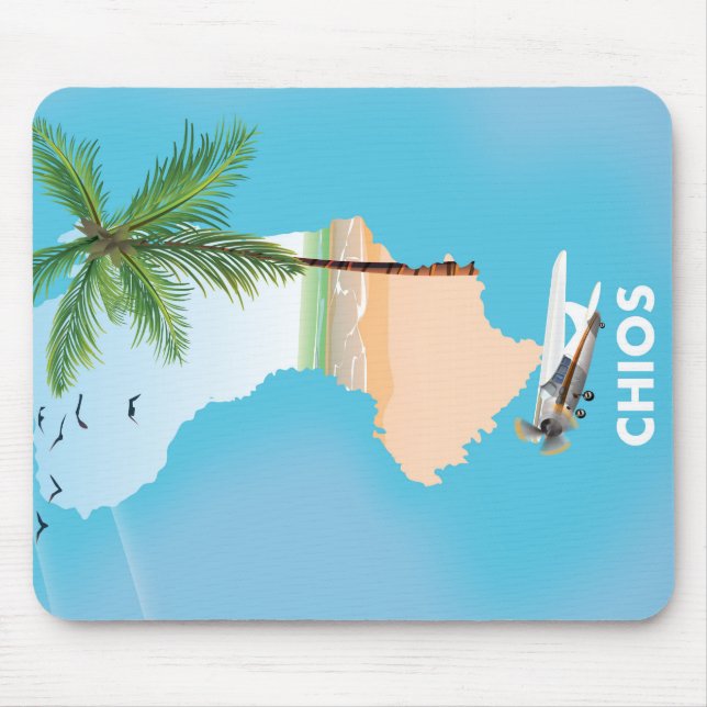 Chios Greece illustrated map. Mouse Pad (Front)