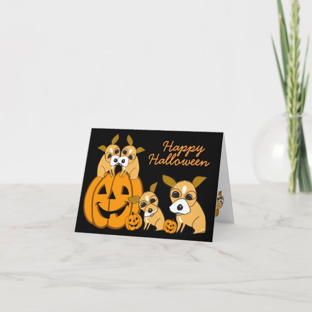 Chiot 4 de chiwawa de carte de Halloween (Devant)