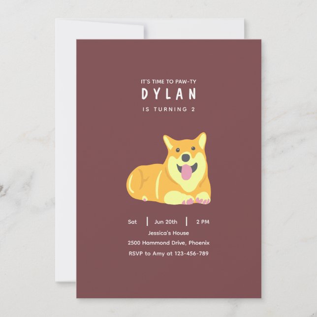 Chiot Anniversaire Invitation Chien Partie Pawty (Devant)