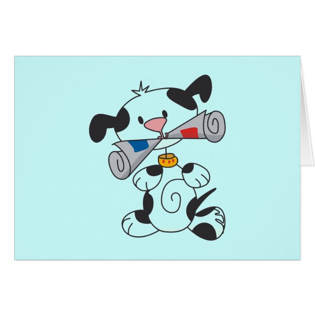 Chiot avec le T-shirts et les cadeaux de journal (Devant horizontal)