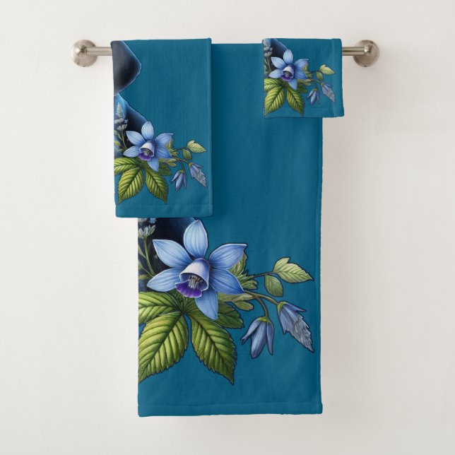 Chiot bleu Tick Hound avec Fleurs Bleues Delicate (En situation)