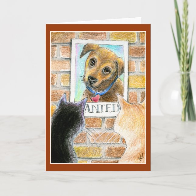Chiot, chats, "a voulu" la carte de salutation ou (Devant)