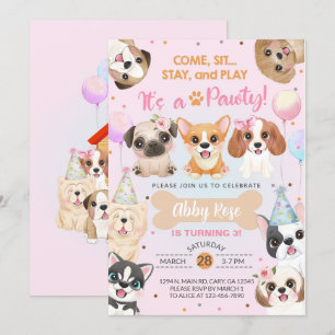 Chiot, chiots, invitation à l'anniversaire de la p