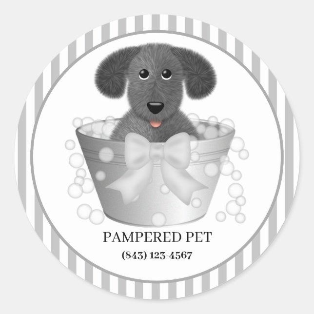 Chiot dans un remorqueur Chien Groomer Stickers d' (Devant)