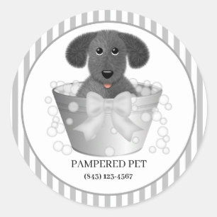 Chiot dans un remorqueur Chien Groomer Stickers d'