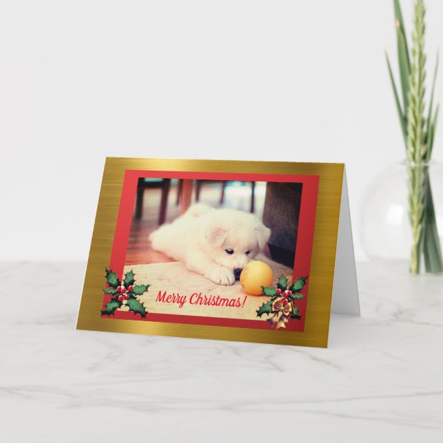 Chiot de Noël, Carte de Noël (Devant)