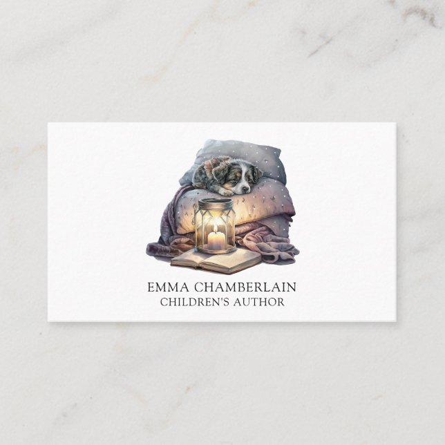 Chiot et livre Carte de visite de l'auteur pour en (Devant)
