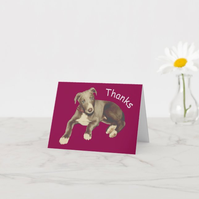 Chiot gris bleu Carte de remerciements personnalis (Petite plante)