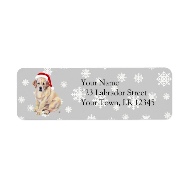 Chiot jaune du Labrador et chapeau de Noël (Devant)