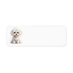 Chiot maltais avec botte rose