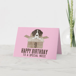 Chiot nièce dans boîte Carte d'anniversaire