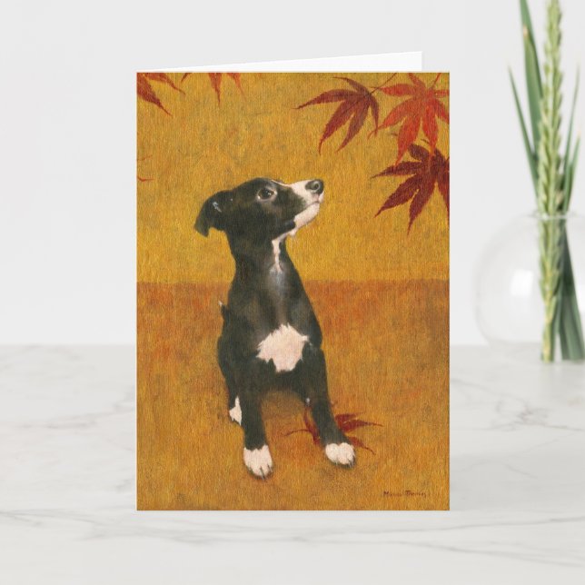 Chiot Whippet sur la carte de voeux Gold (Devant)