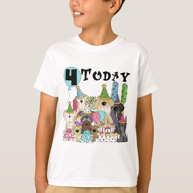 Chiots 4e anniversaire Bash Tshirts et cadeaux (Devant)