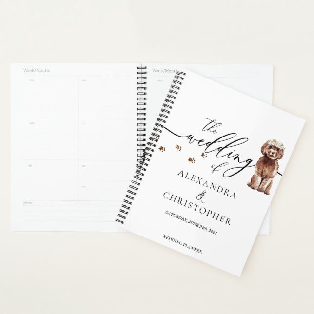 Chiots Cavapoo marron Amour de Chien Mariage (Devant avec enveloppe)